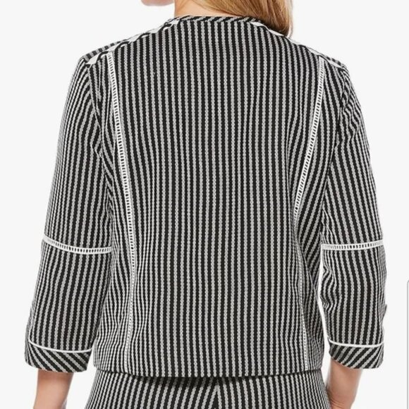 NWOT Rafaella Boho Black & White Jacket w/ Embroidered Trim Size PL Cropped - Picture 3 of 10